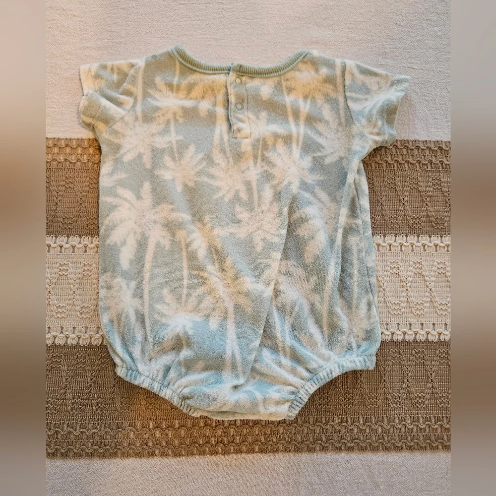 Grayson Mini Tropical Palm Kids Bodysuit - Cream and Green Sz 0-3m